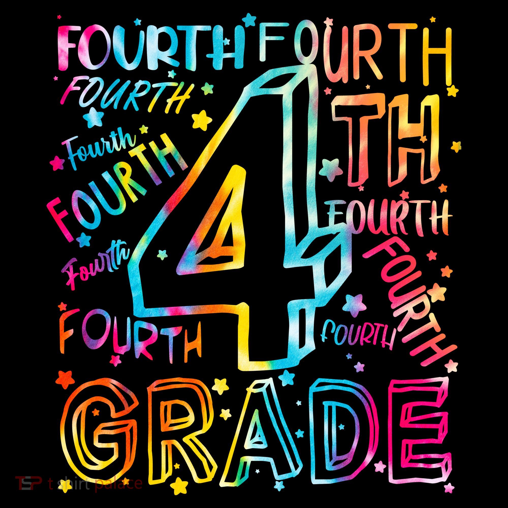 Fourth Grade 4th Grade Tie Dye Word Art Kids Long Sleeve Shirt