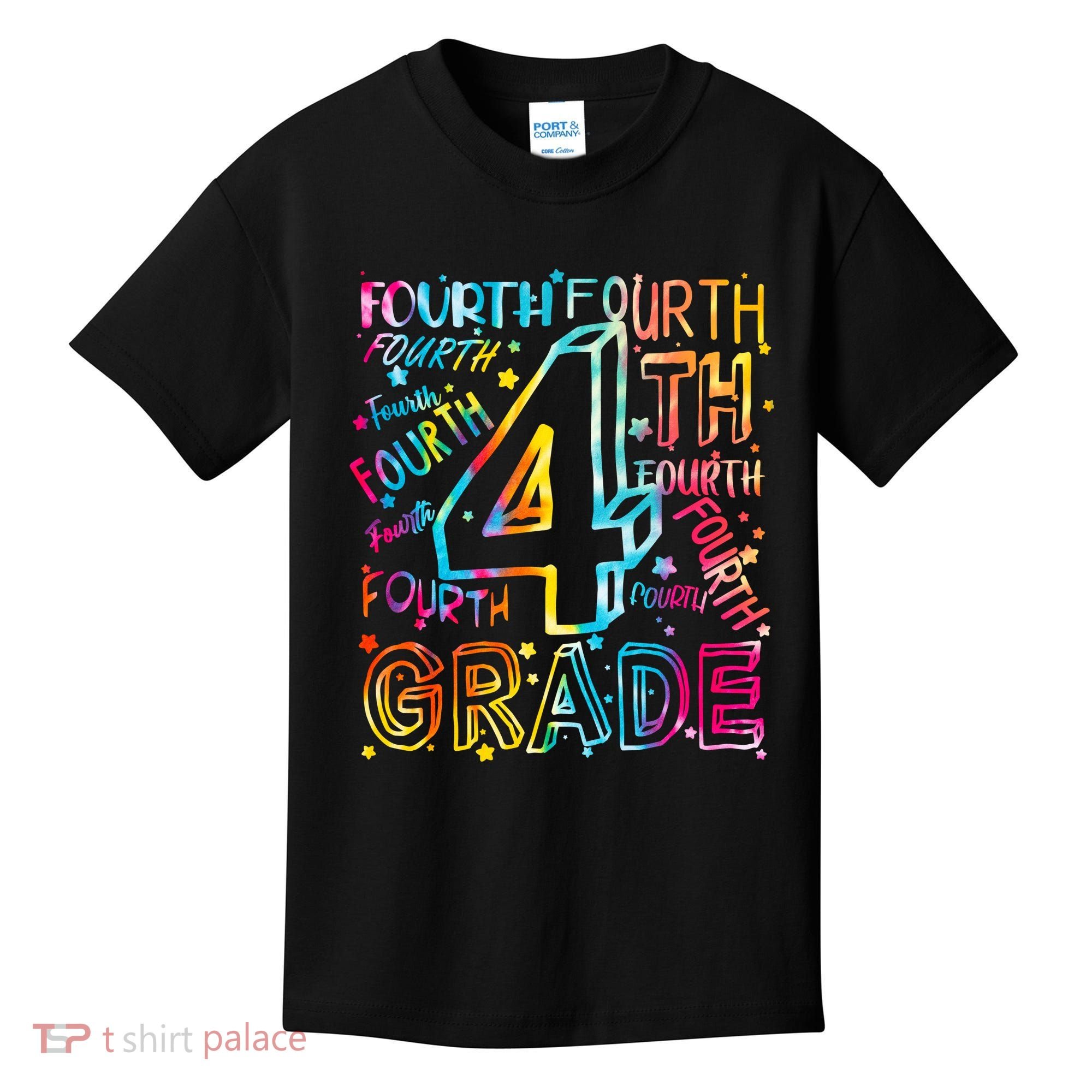 Fourth Grade 4th Grade Tie Dye Word Art Kids T-Shirt