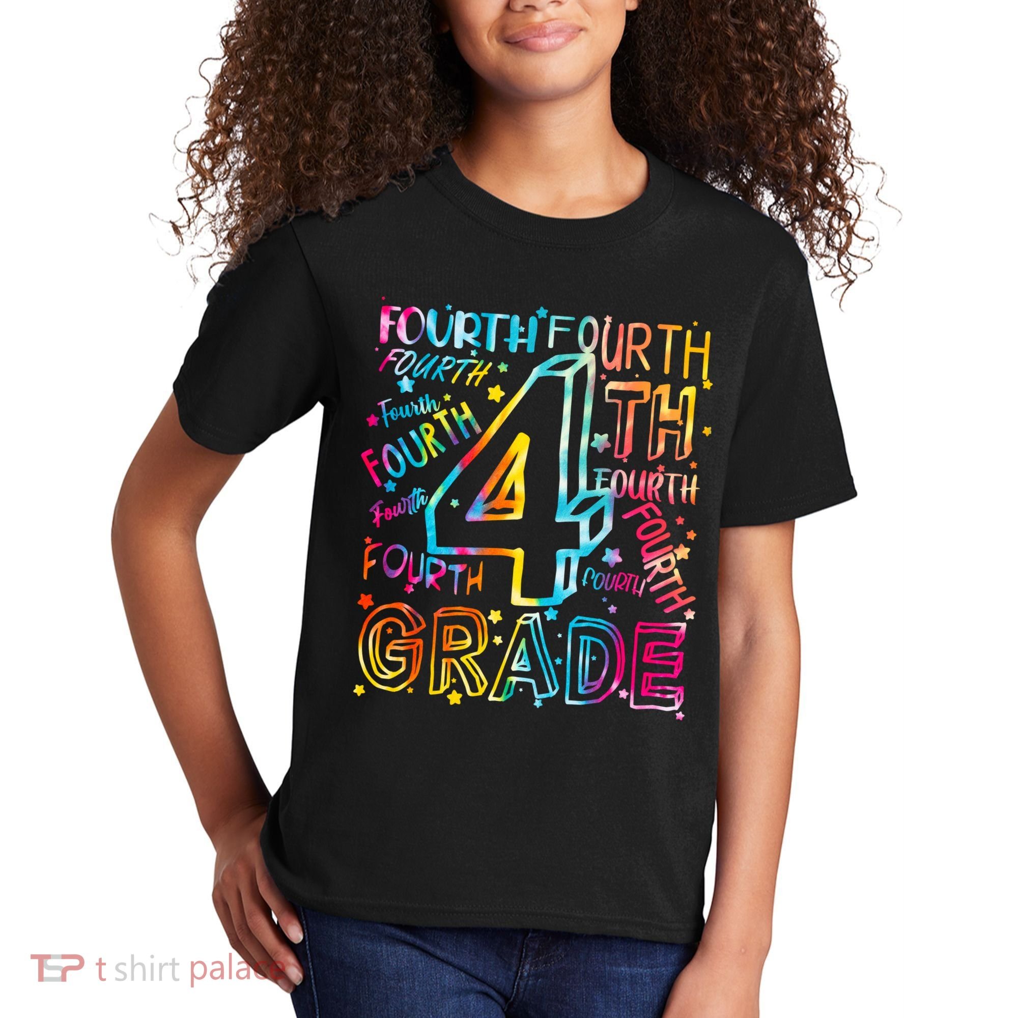 Fourth Grade 4th Grade Tie Dye Word Art Kids T-Shirt