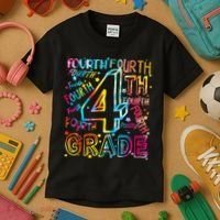 Fourth Grade 4th Grade Tie Dye Word Art Kids T-Shirt thumb 3