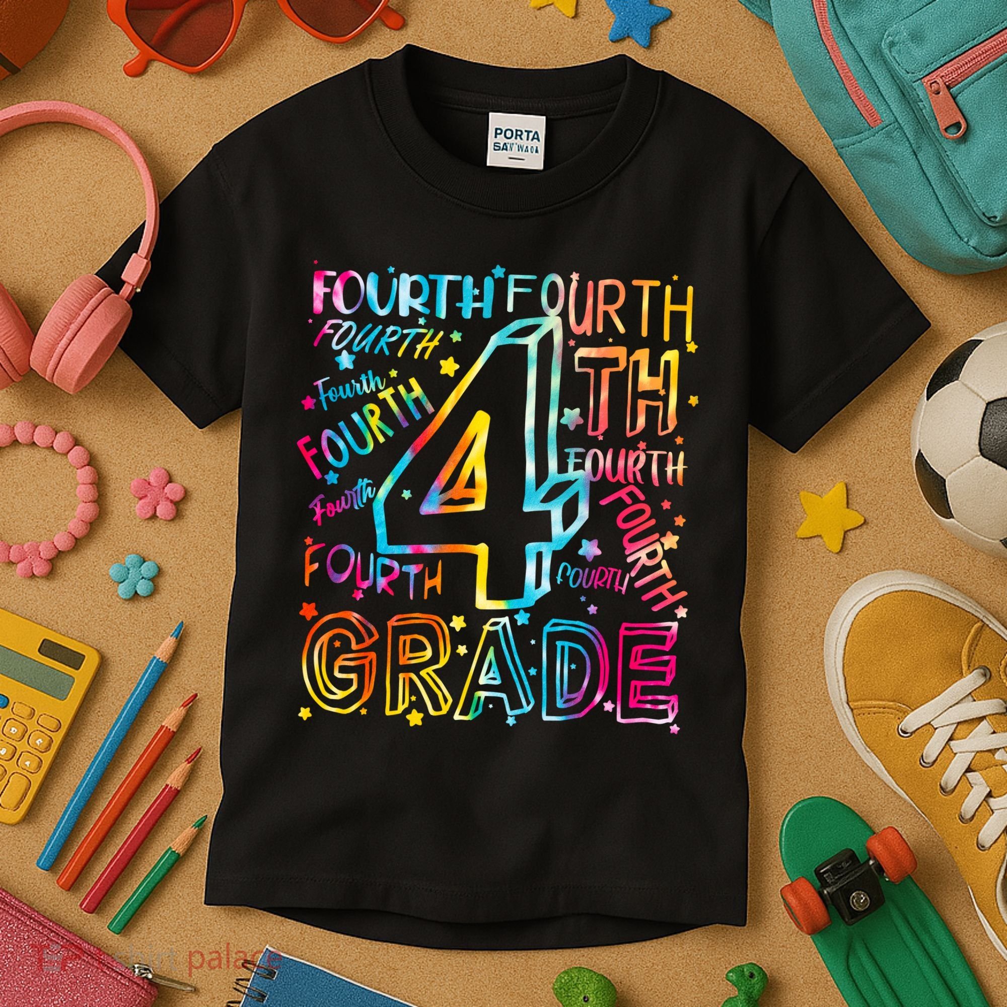 Fourth Grade 4th Grade Tie Dye Word Art Kids T-Shirt