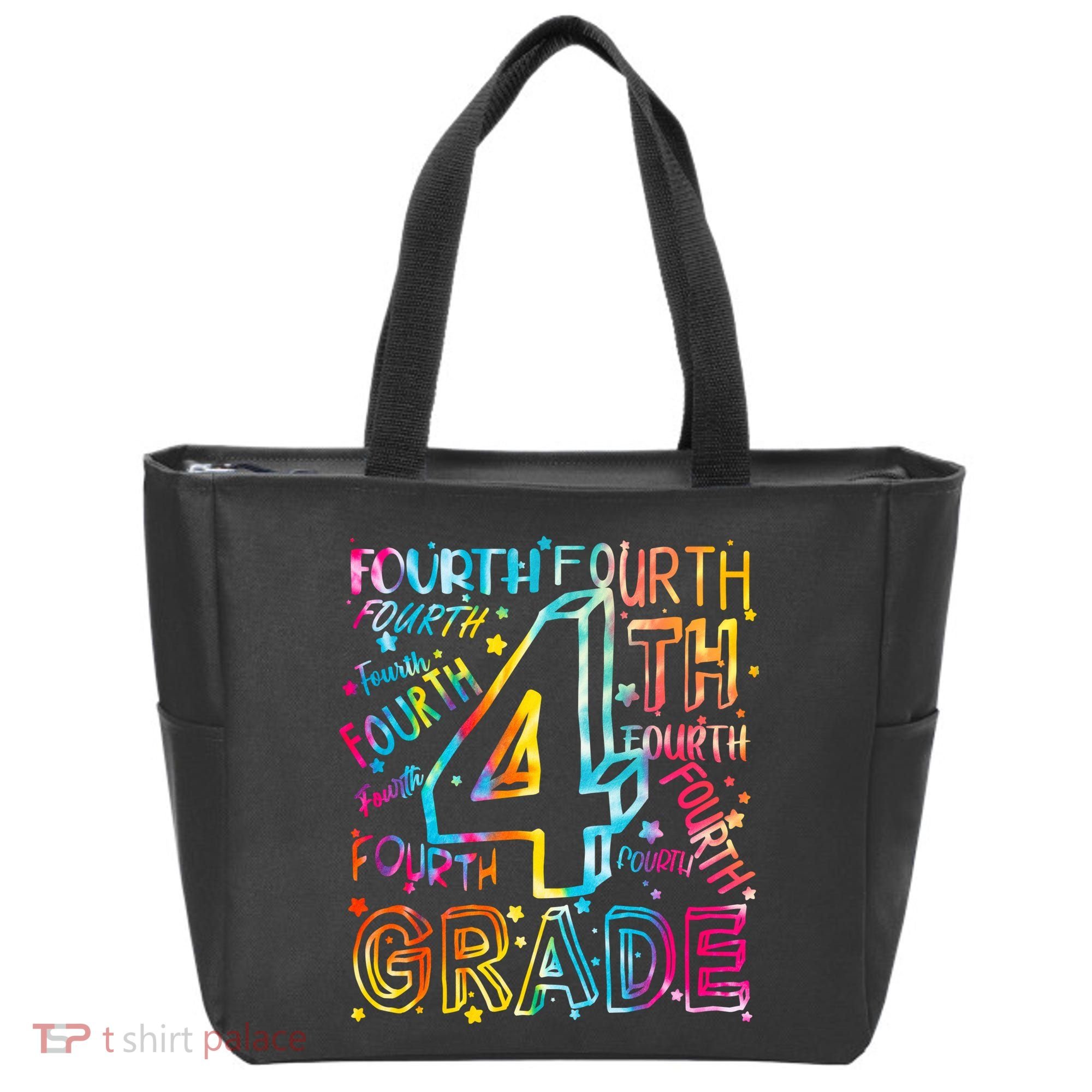 Fourth Grade 4th Grade Tie Dye Word Art Tote Bag