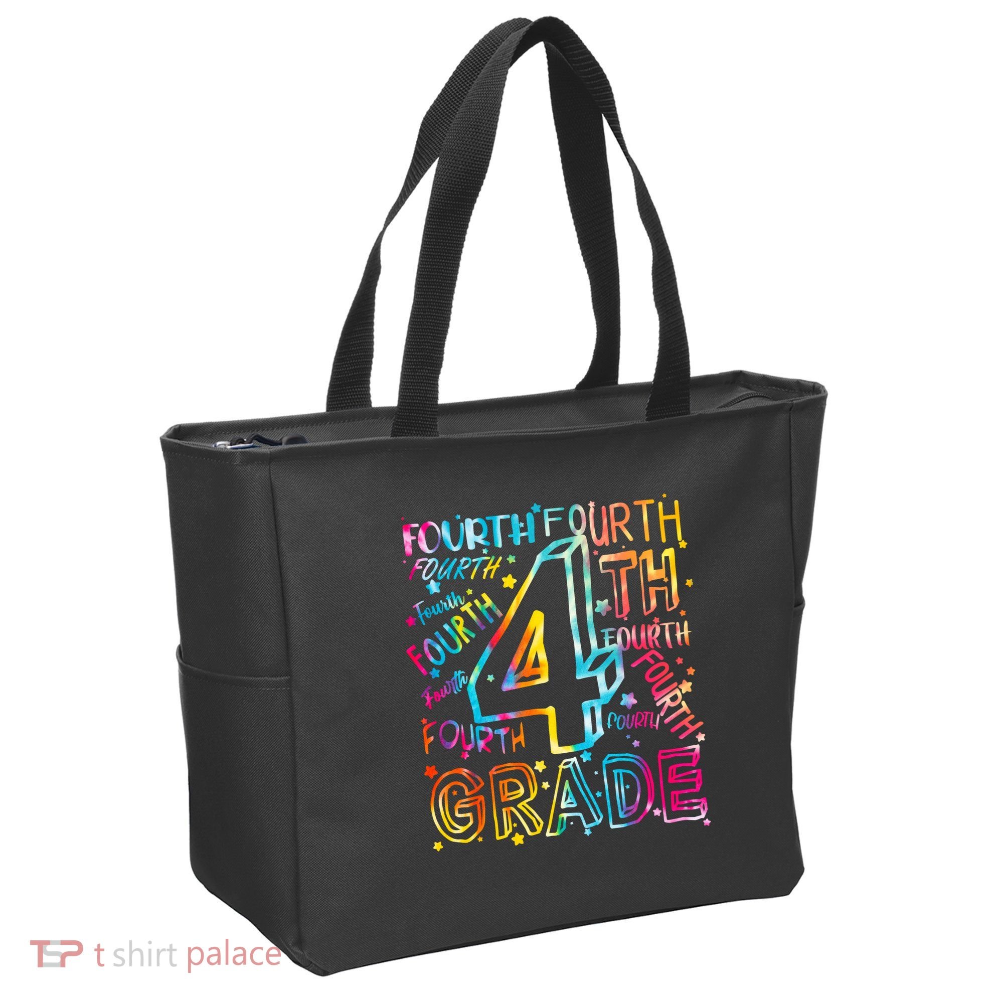 Fourth Grade 4th Grade Tie Dye Word Art Tote Bag