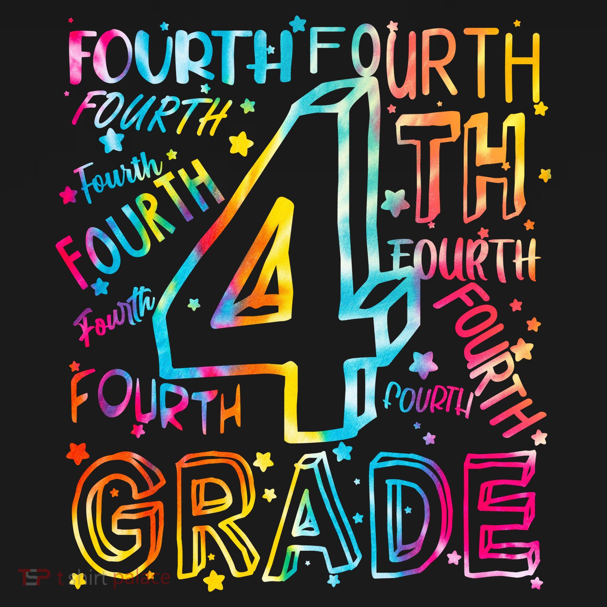 Fourth Grade 4th Grade Tie Dye Word Art Tote Bag