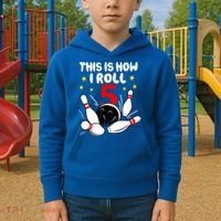 Funny Gift 5 Year Old Bowling Gift This Is How I Roll 5th Birthday Boys Gift Kids Hoodie thumb 2