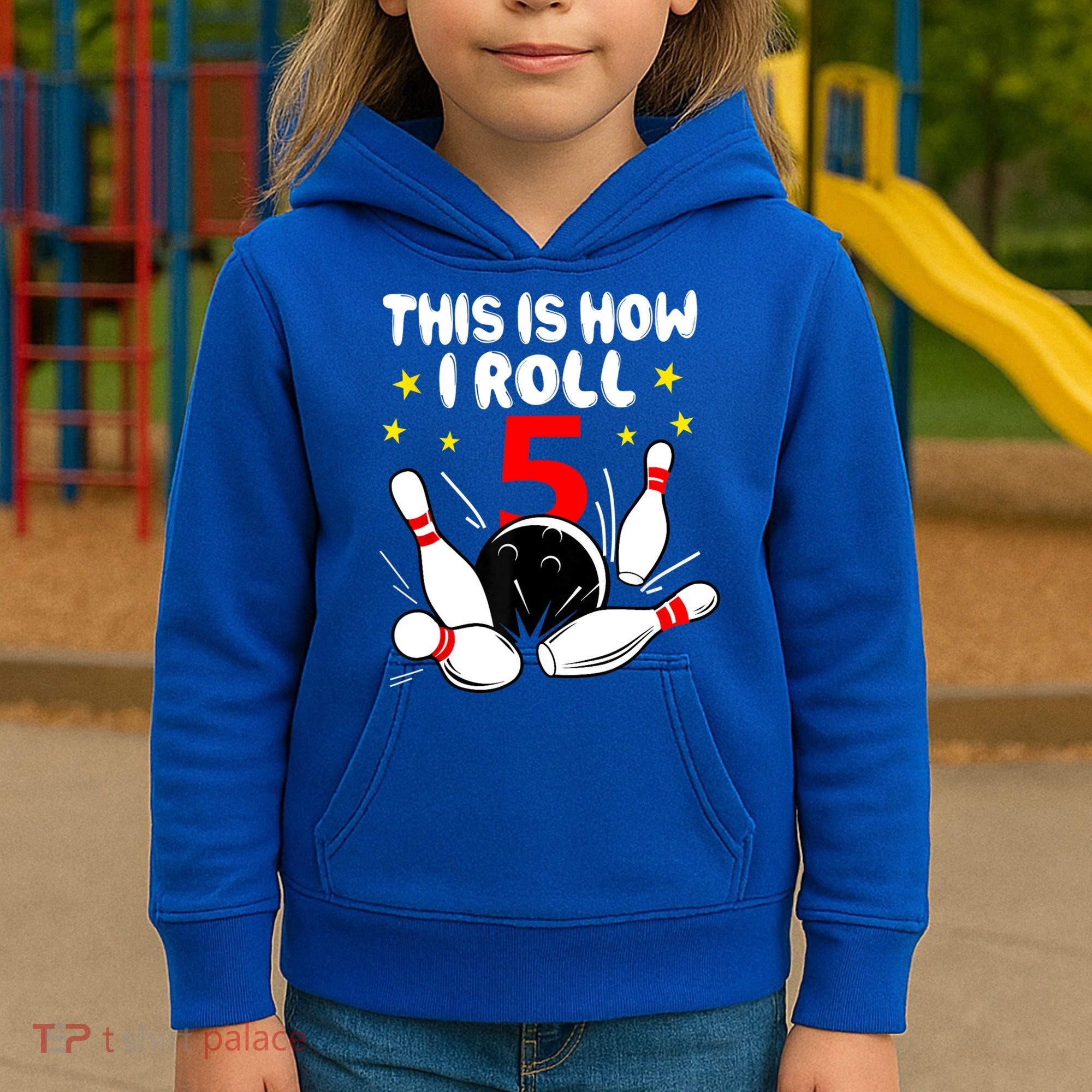 Funny Gift 5 Year Old Bowling Gift This Is How I Roll 5th Birthday Boys Gift Kids Hoodie