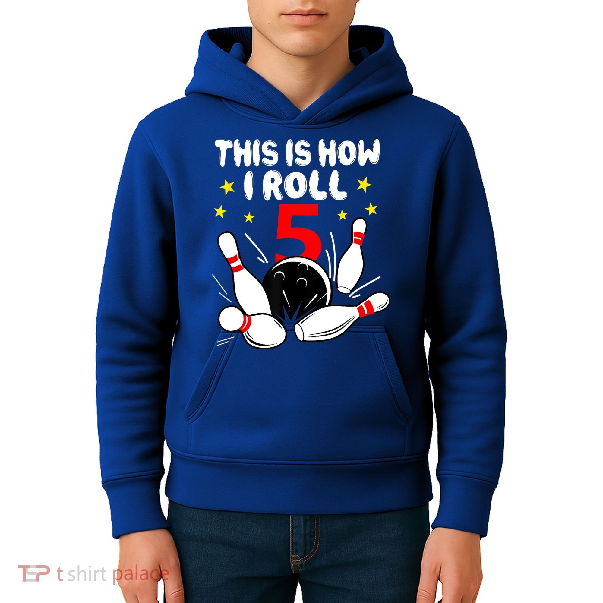 Funny Gift 5 Year Old Bowling Gift This Is How I Roll 5th Birthday Boys Gift Kids Hoodie