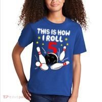 Funny Gift 5 Year Old Bowling Gift This Is How I Roll 5th Birthday Boys Gift Kids T-Shirt thumb 2