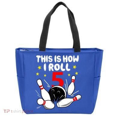 Funny Gift 5 Year Old Bowling Gift This Is How I Roll 5th Birthday Boys Gift Tote Bag