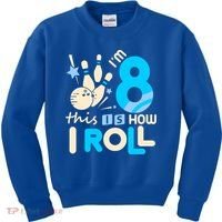 Funny Gift 8th Birthday Bowling Gift I'm 8 Eight This Is How I Roll Funny Gift Kids Sweatshirt thumb 0
