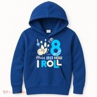 Funny Gift 8th Birthday Bowling Gift I'm 8 Eight This Is How I Roll Funny Gift Kids Hoodie thumb 0