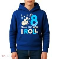 Funny Gift 8th Birthday Bowling Gift I'm 8 Eight This Is How I Roll Funny Gift Kids Hoodie thumb 4