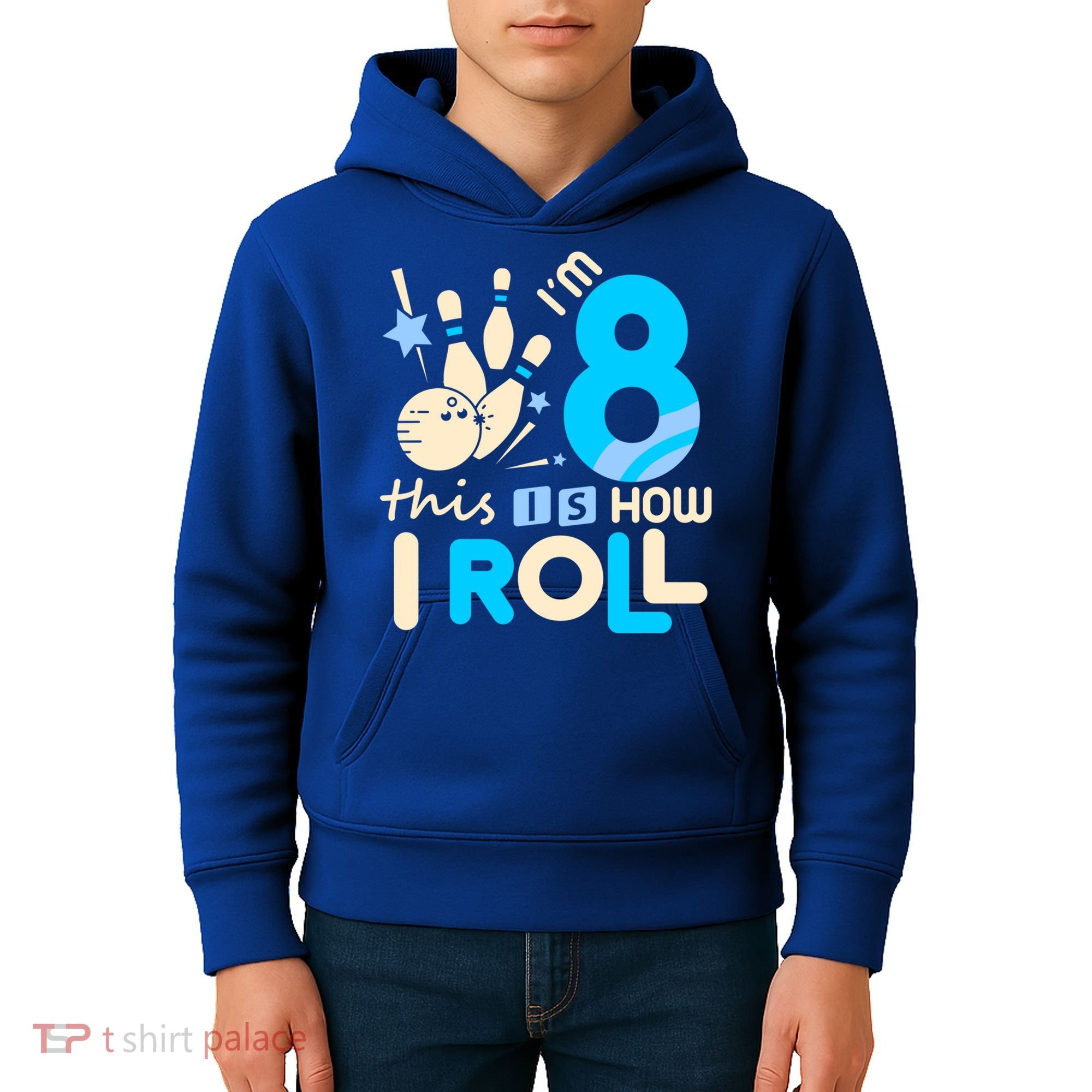 Funny Gift 8th Birthday Bowling Gift I'm 8 Eight This Is How I Roll Funny Gift Kids Hoodie