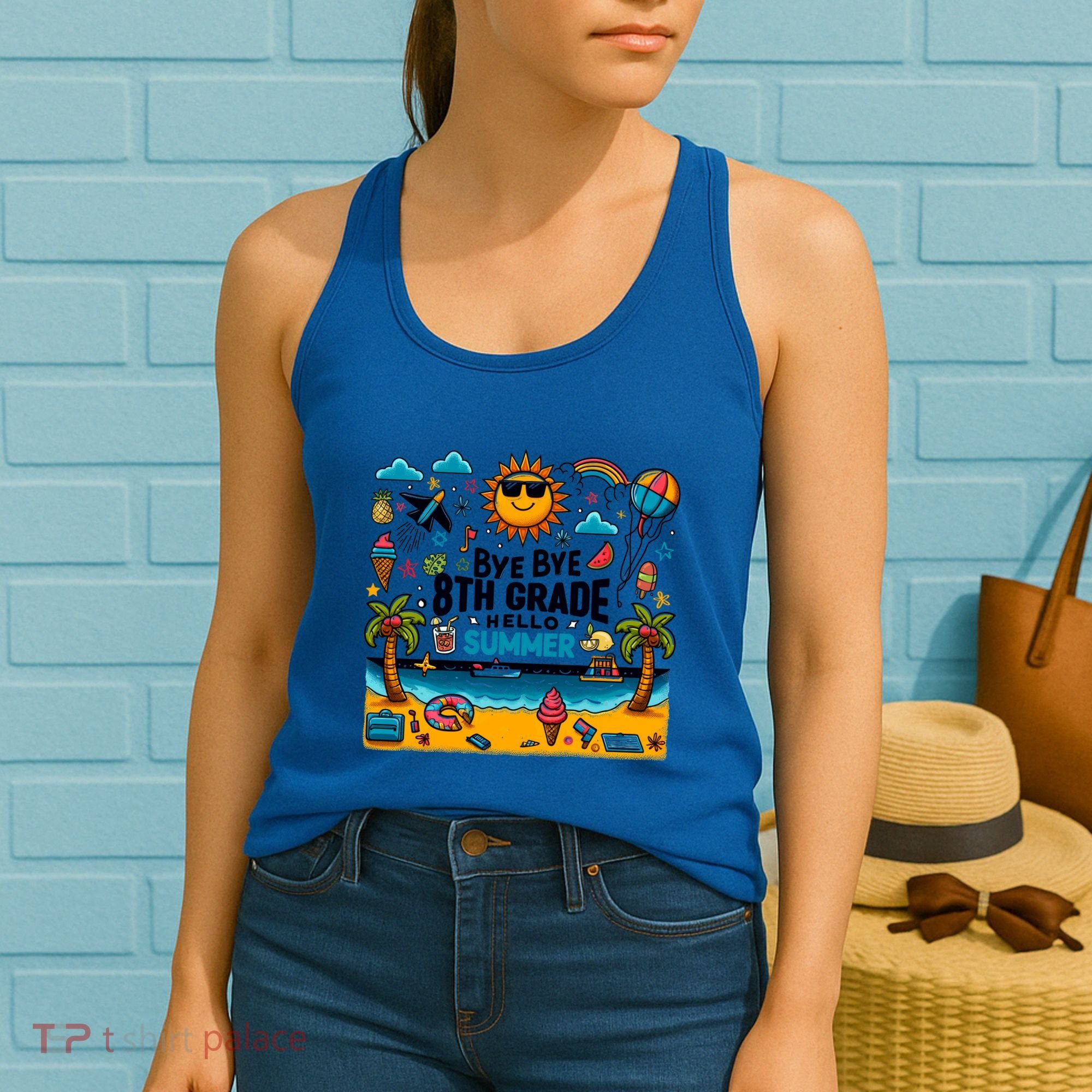 Funny Goodbye 8th Grade Hello Summer Meaningful Gift Women's Tank Top