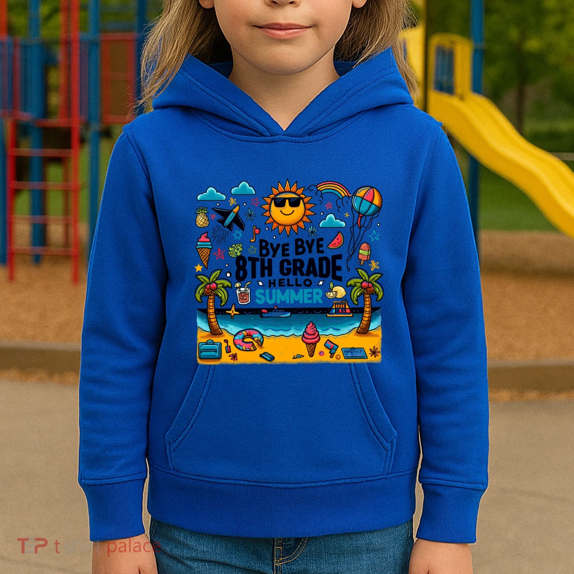 Funny Goodbye 8th Grade Hello Summer Meaningful Gift Kids Hoodie