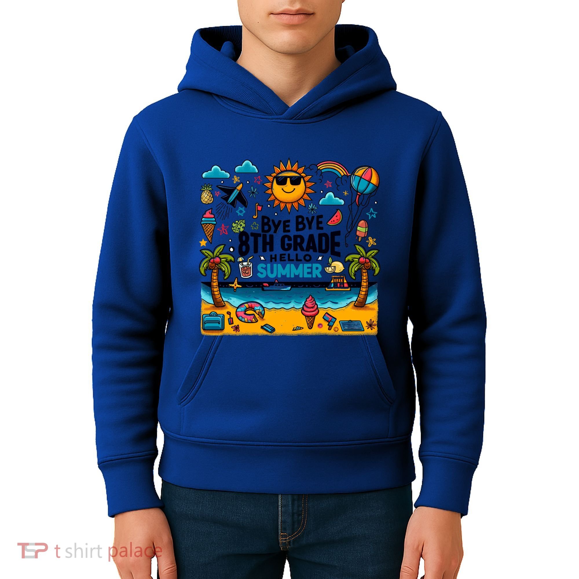 Funny Goodbye 8th Grade Hello Summer Meaningful Gift Kids Hoodie