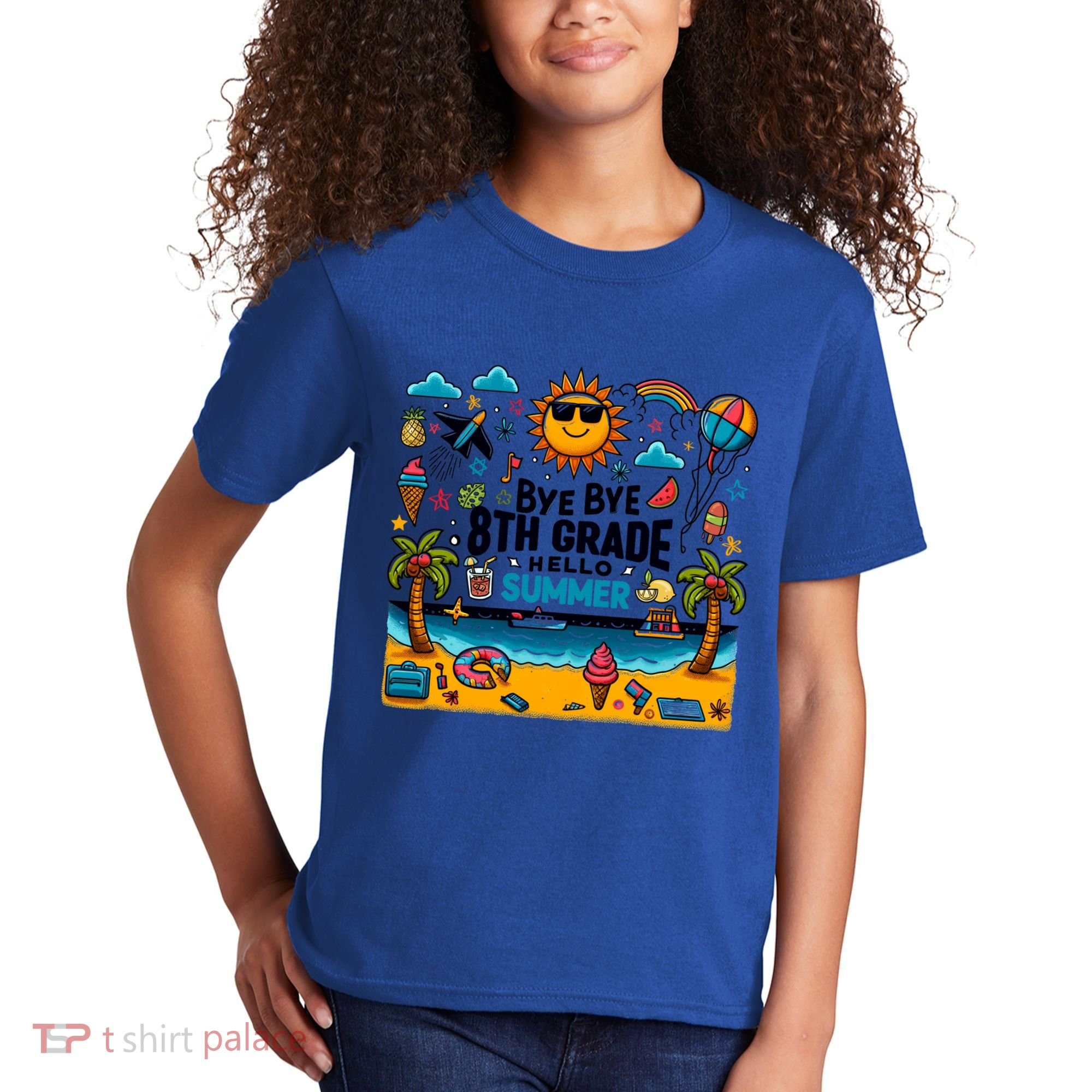 Funny Goodbye 8th Grade Hello Summer Meaningful Gift Kids T-Shirt