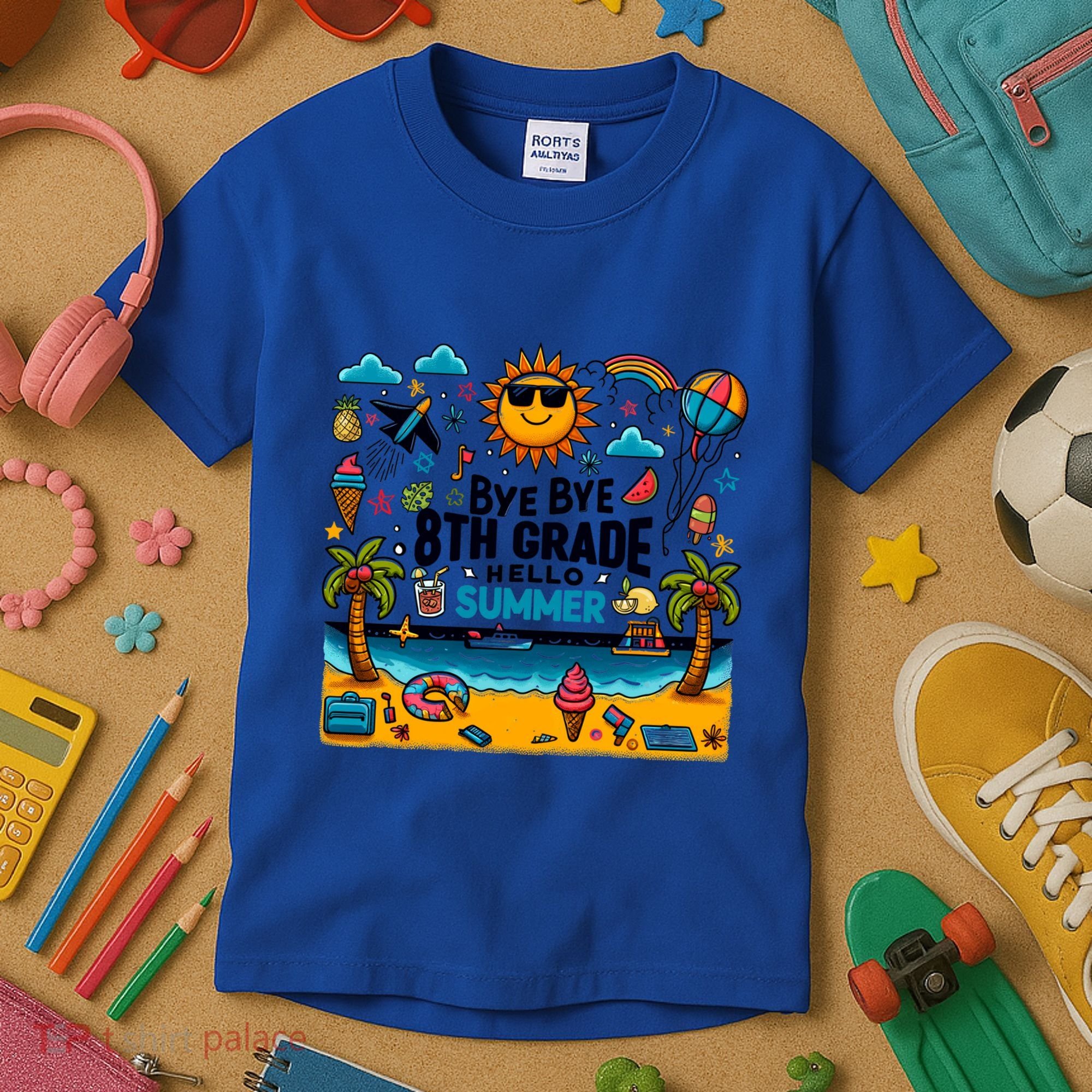 Funny Goodbye 8th Grade Hello Summer Meaningful Gift Kids T-Shirt