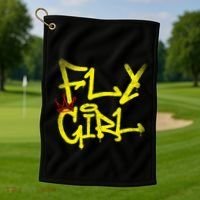 Fly Girl 80s 90s Rap B Girl Old School Hip Hop Graffiti Golf Towel thumb 1