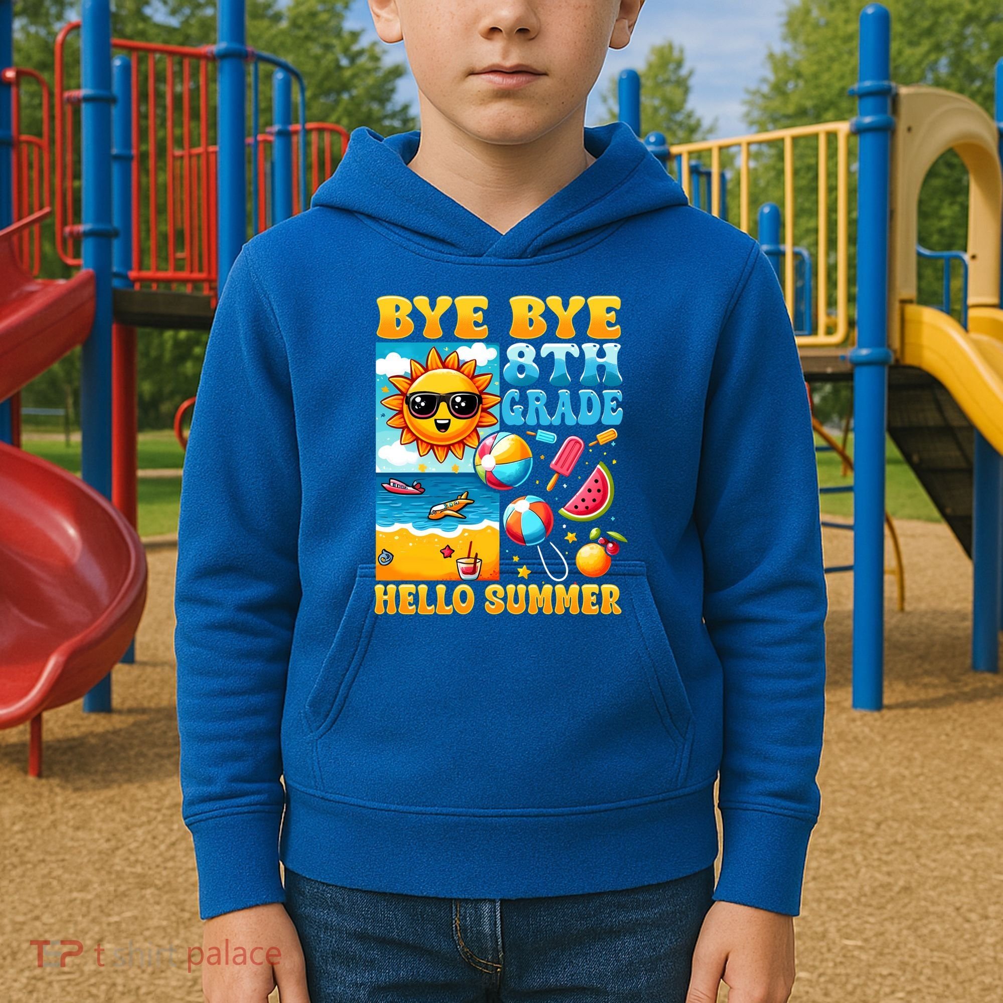 Funny Goodbye 8th Grade Hello Summer Gift Kids Hoodie