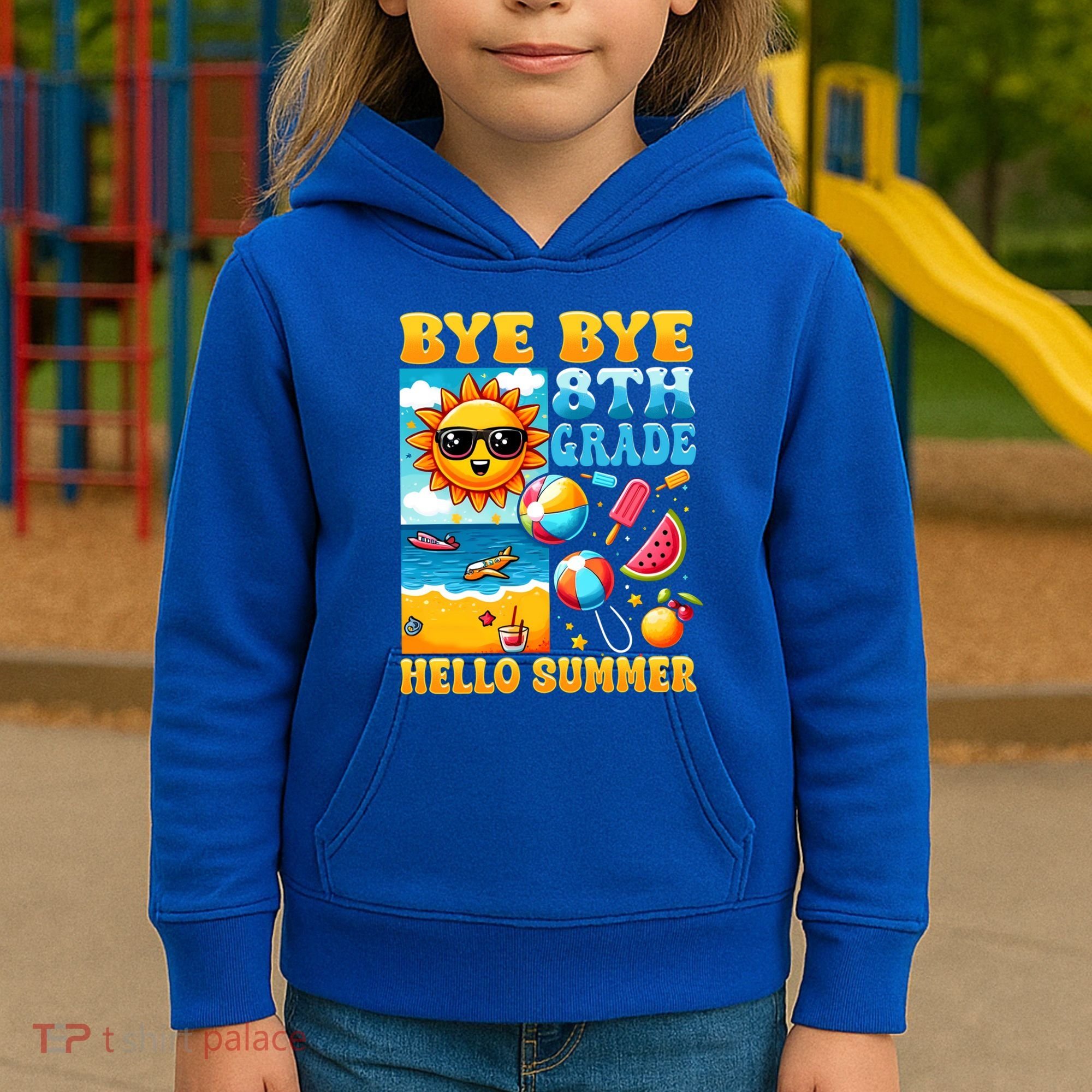 Funny Goodbye 8th Grade Hello Summer Gift Kids Hoodie
