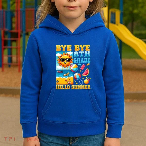 Funny Goodbye 8th Grade Hello Summer Gift Kids Hoodie