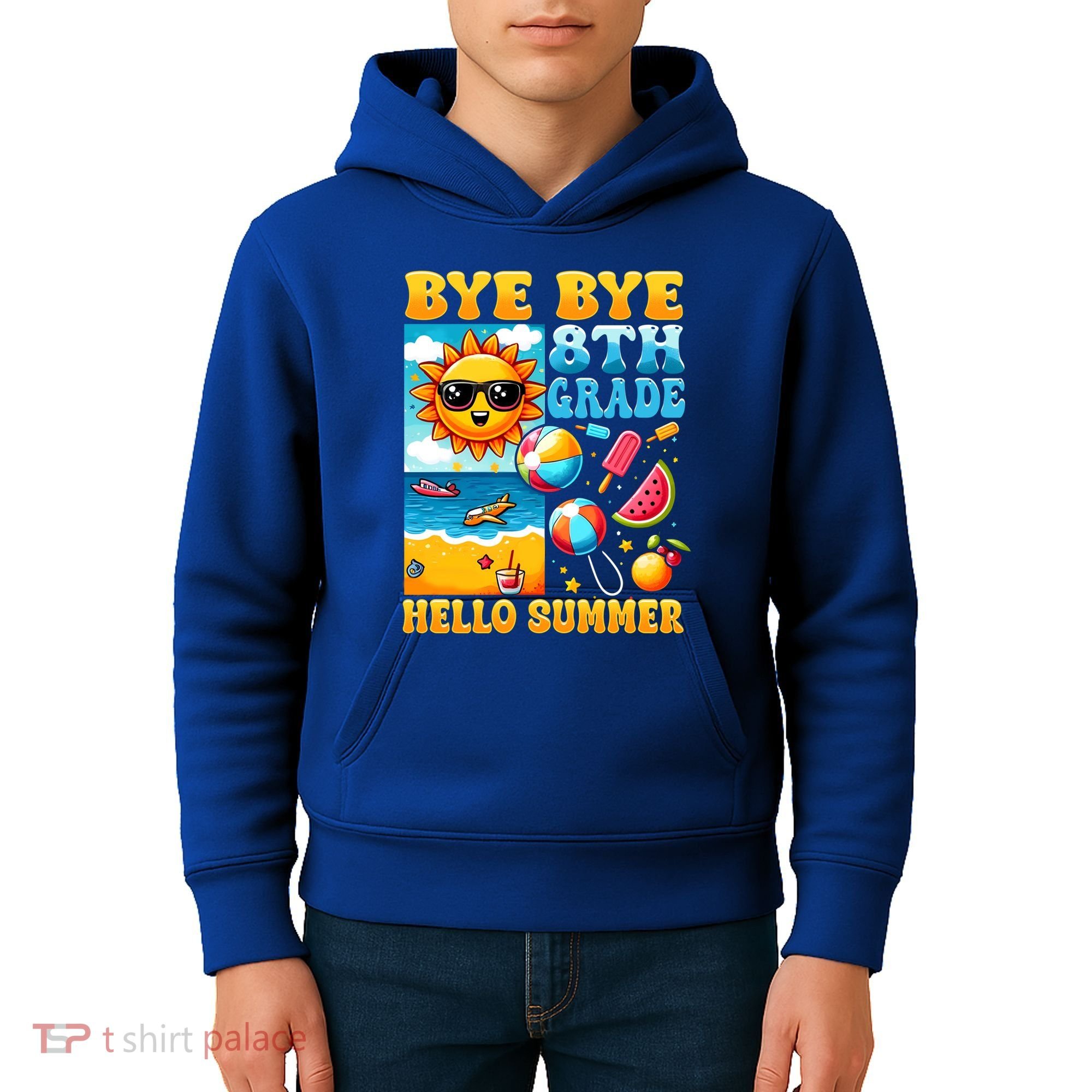 Funny Goodbye 8th Grade Hello Summer Gift Kids Hoodie