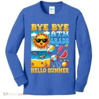 Funny Goodbye 8th Grade Hello Summer Gift Kids Long Sleeve Shirt thumb 0