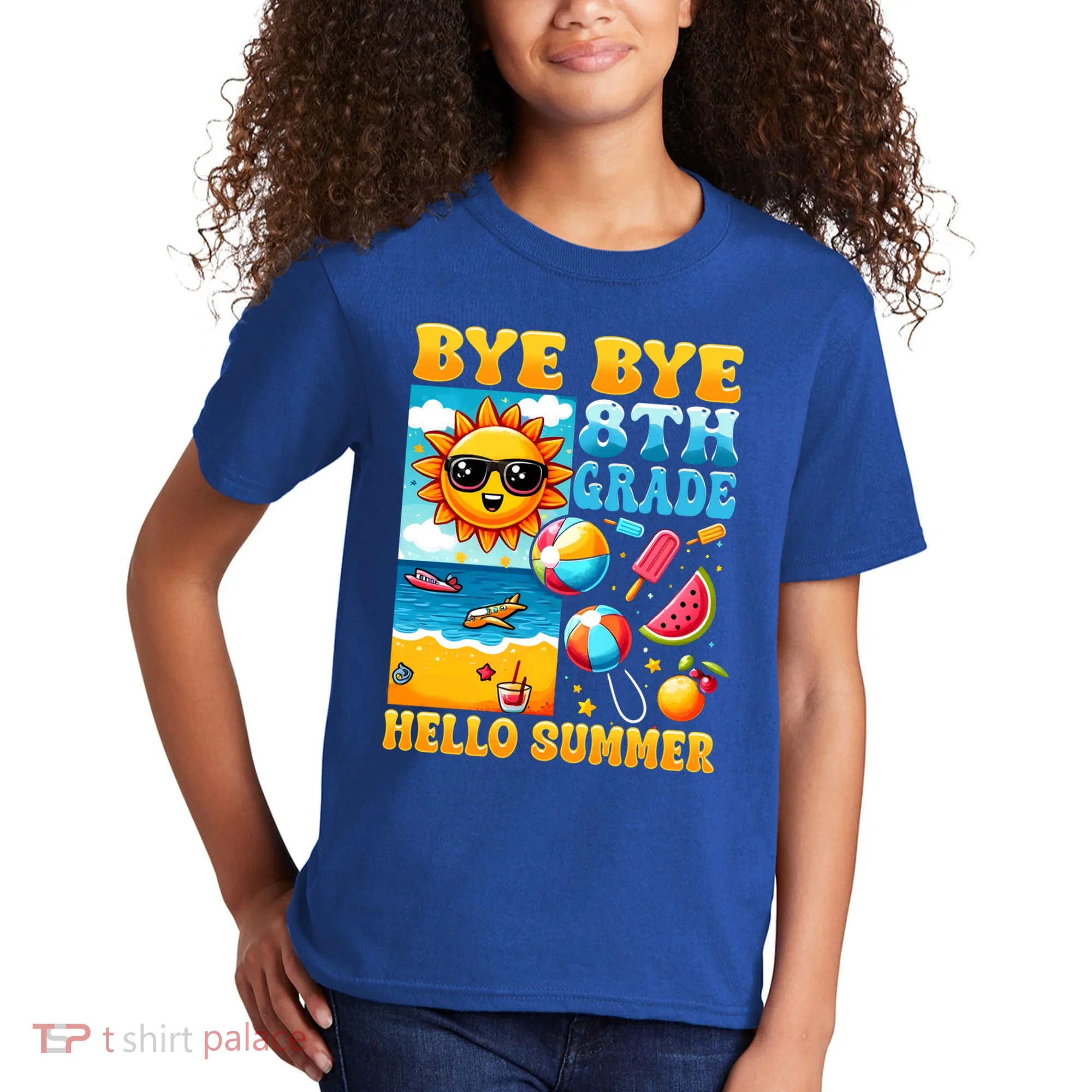 Funny Goodbye 8th Grade Hello Summer Gift Kids T-Shirt