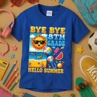 Funny Goodbye 8th Grade Hello Summer Gift Kids T-Shirt thumb 3