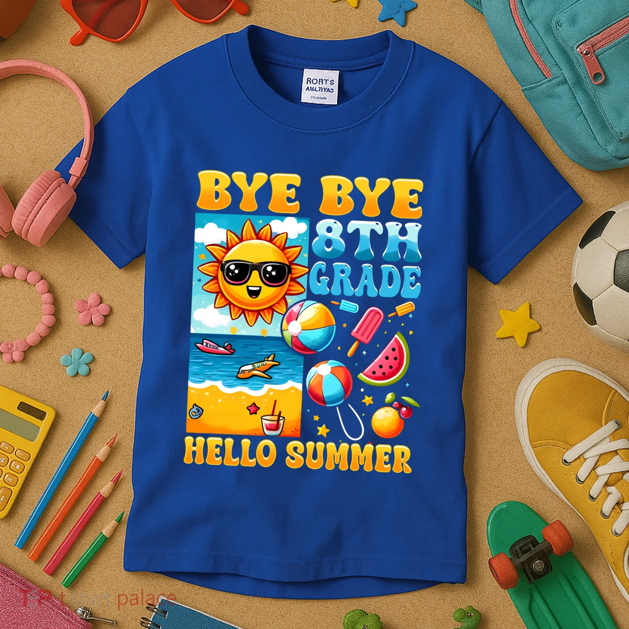 Funny Goodbye 8th Grade Hello Summer Gift Kids T-Shirt