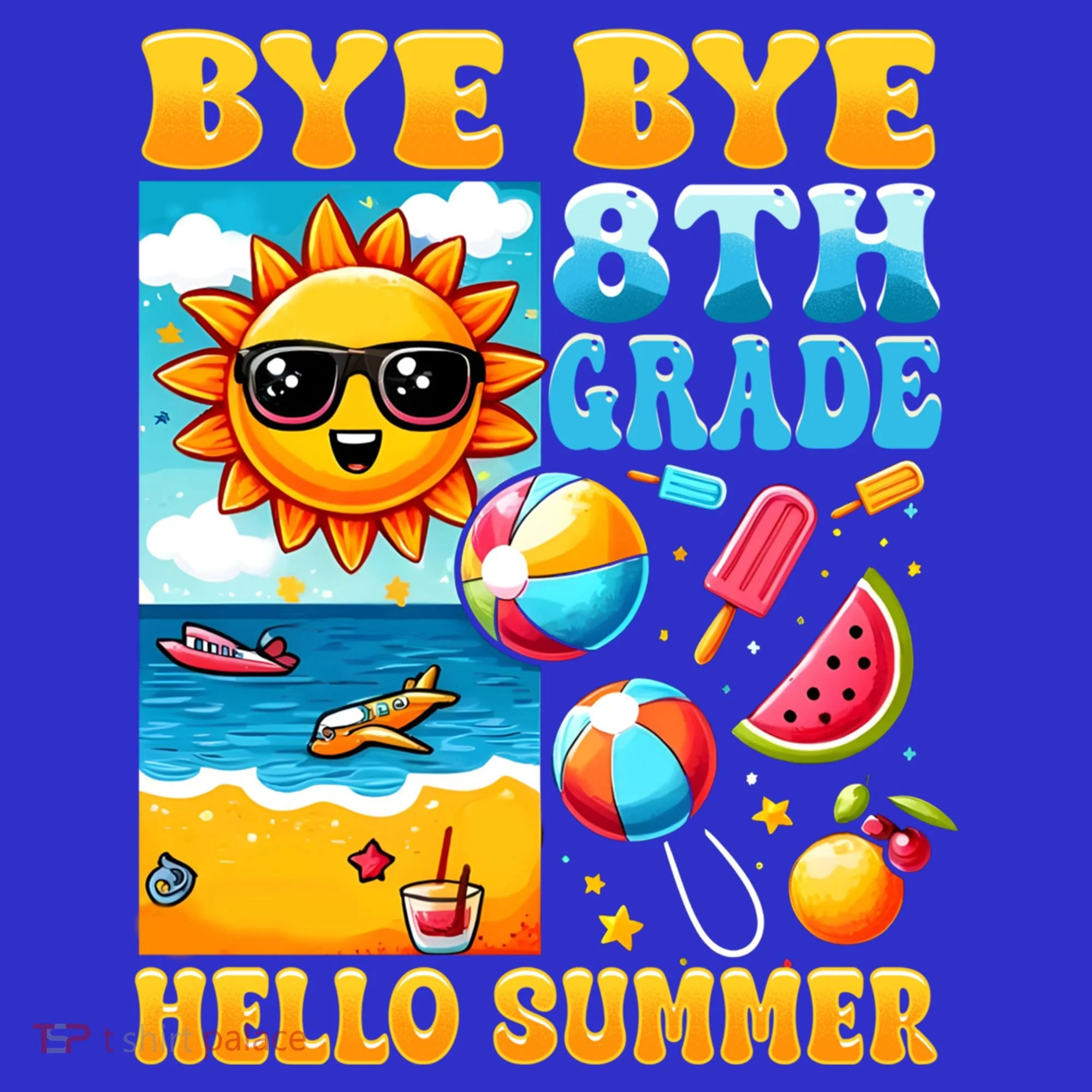Funny Goodbye 8th Grade Hello Summer Gift Kids T-Shirt