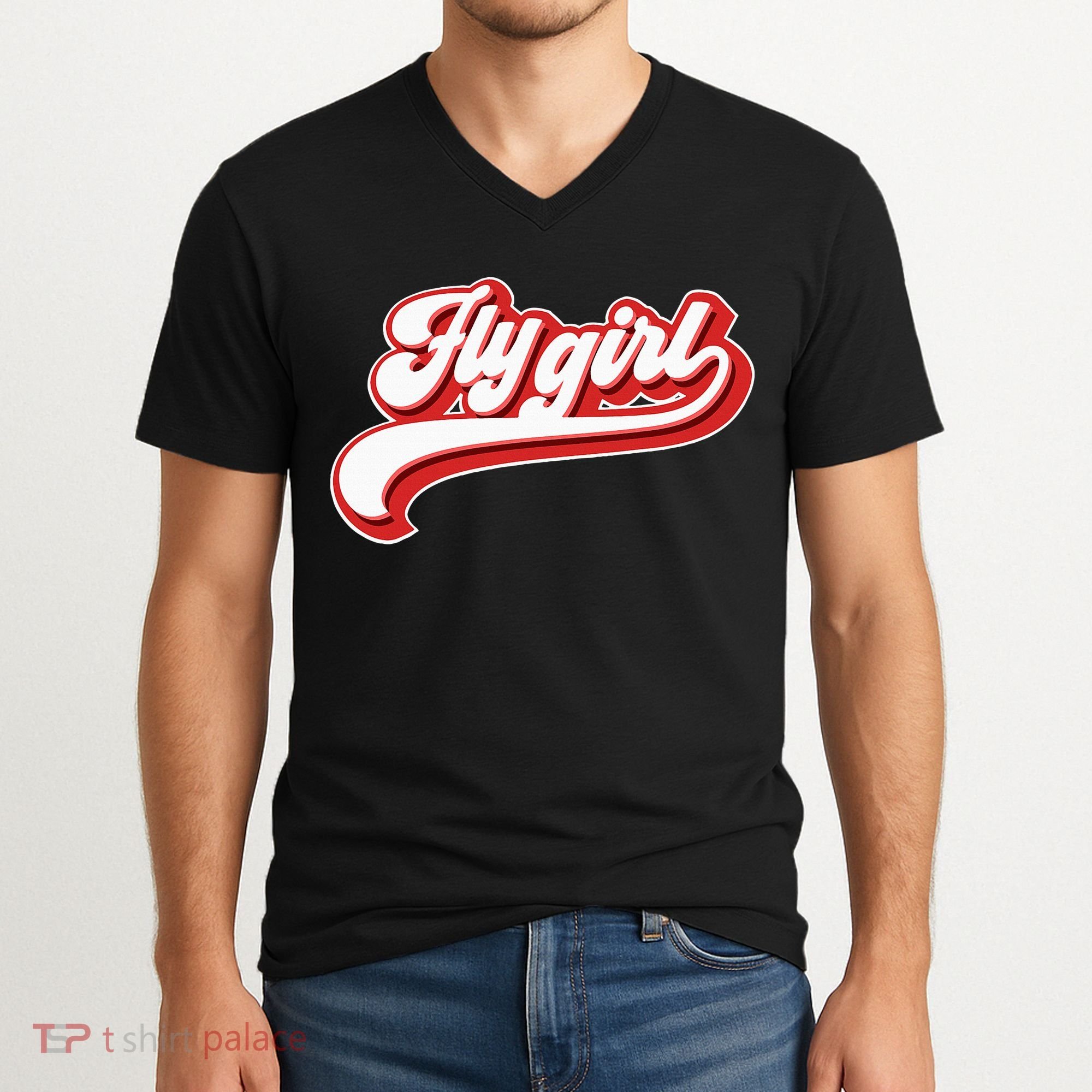 Fly Girl 80s 90s Old School Hip Hop V-Neck T-Shirt