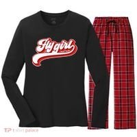 Fly Girl 80s 90s Old School Hip Hop Women's Long Sleeve Flannel Pajama Set  thumb 0