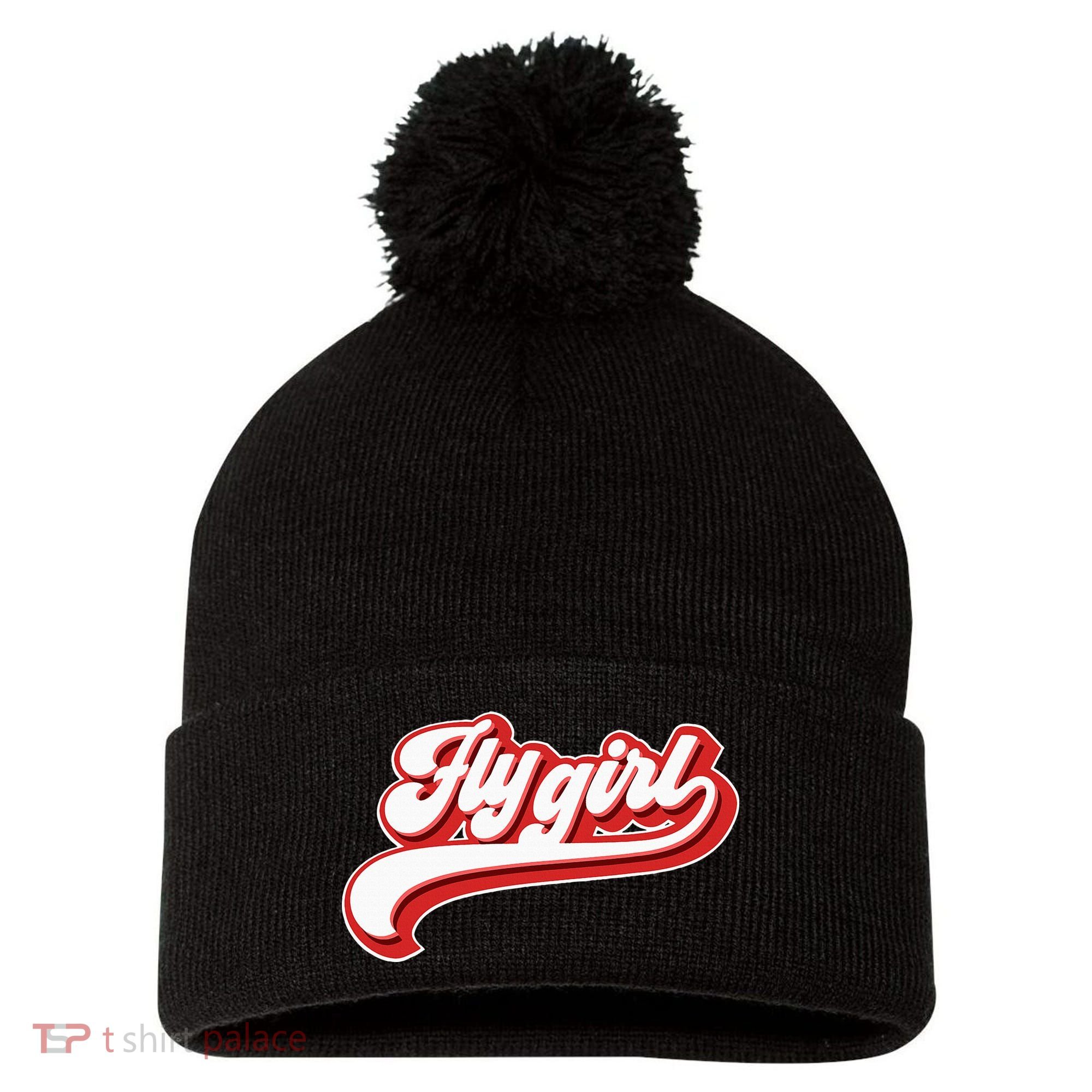 Fly Girl 80s 90s Old School Hip Hop Pom Pom 12in Knit Beanie