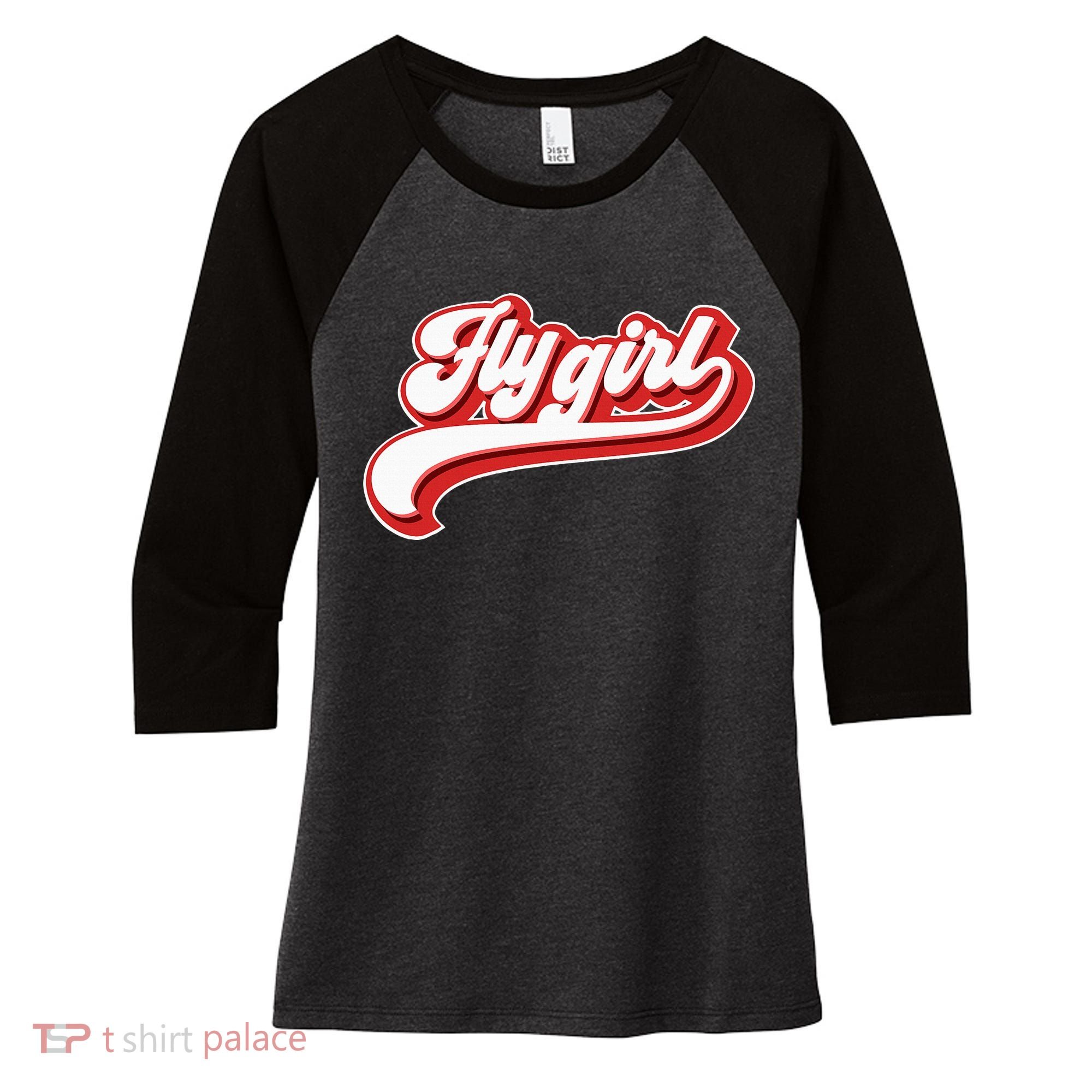 Fly Girl 80s 90s Old School Hip Hop Women's Tri-Blend 3/4-Sleeve Raglan Shirt