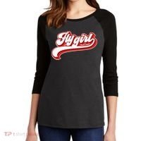 Fly Girl 80s 90s Old School Hip Hop Women's Tri-Blend 3/4-Sleeve Raglan Shirt thumb 2