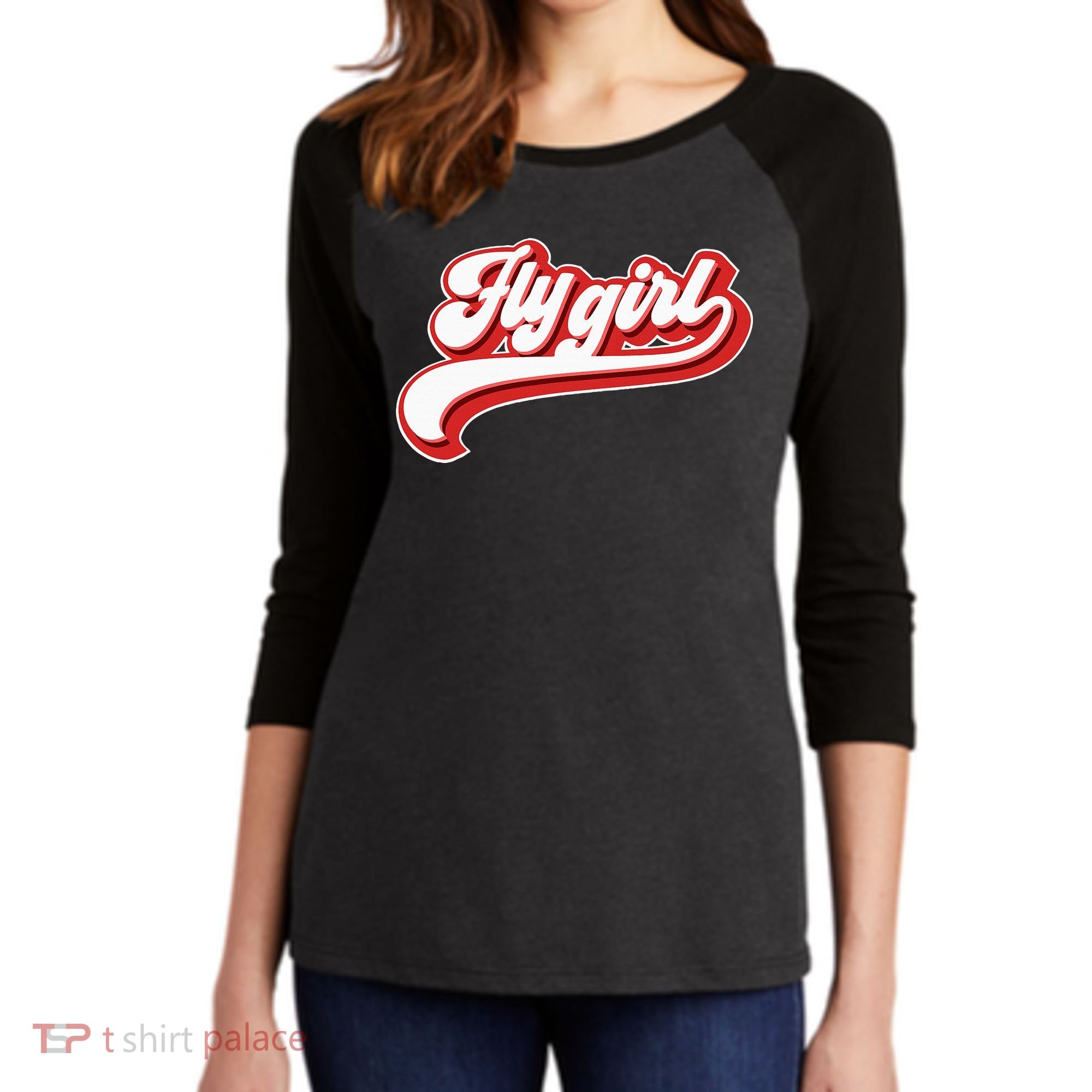 Fly Girl 80s 90s Old School Hip Hop Women's Tri-Blend 3/4-Sleeve Raglan Shirt