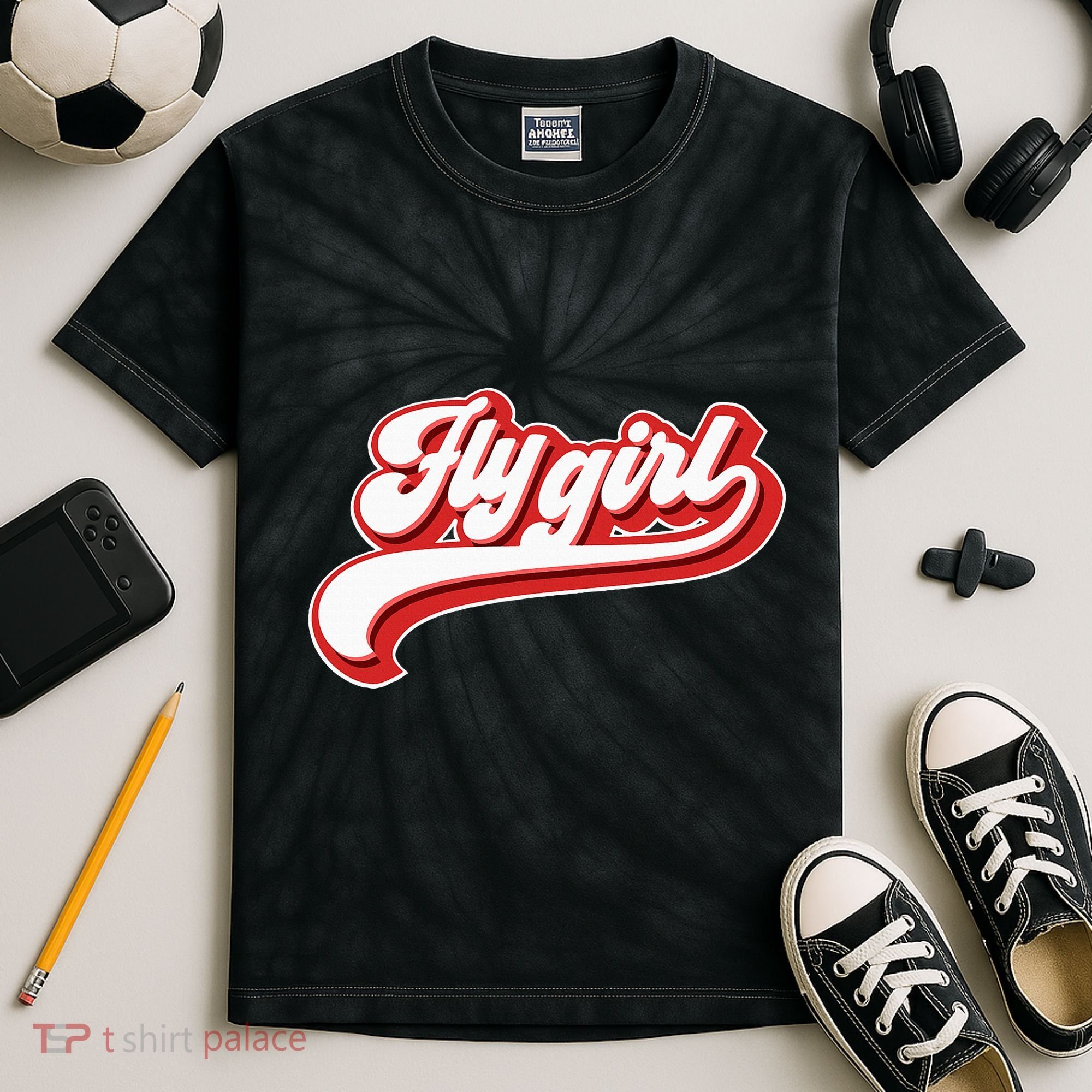 Fly Girl 80s 90s Old School Hip Hop Kids Tie-Dye T-Shirt