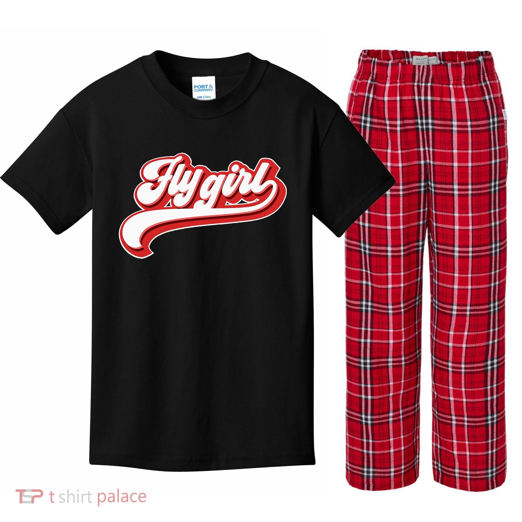 Fly Girl 80s 90s Old School Hip Hop Kids Plaid Pajama Set