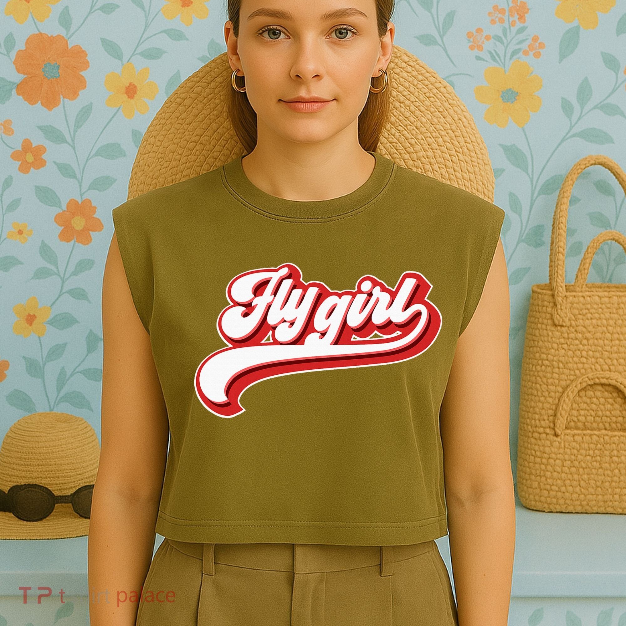 Fly Girl 80s 90s Old School Hip Hop Garment-Dyed Women's Muscle Tee