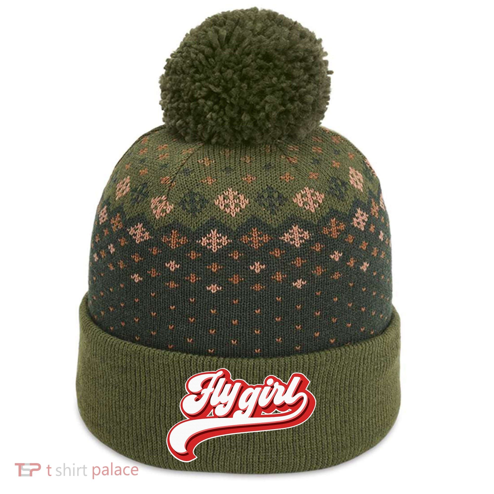 Fly Girl 80s 90s Old School Hip Hop The Baniff Cuffed Pom Beanie