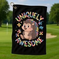Funny Gift Autism Awareness Month Hedgehog Acceptance Neurodiversity  Golf Towel thumb 1