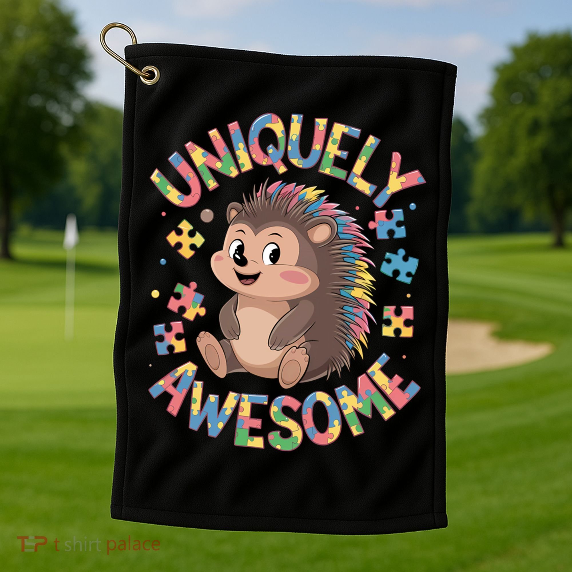 Funny Gift Autism Awareness Month Hedgehog Acceptance Neurodiversity  Golf Towel