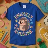 Funny Gift Autism Awareness Month Hedgehog Acceptance Neurodiversity  Kids T-Shirt thumb 3