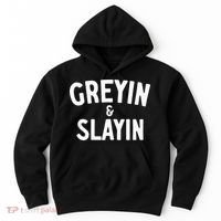Funny Graying And Slaying Workout Gym Hoodie thumb 0