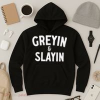 Funny Graying And Slaying Workout Gym Hoodie thumb 3