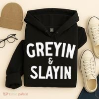 Funny Graying And Slaying Workout Gym Hoodie thumb 4