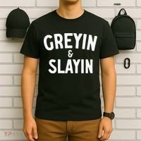 Funny Graying And Slaying Workout Gym T-Shirt thumb 6