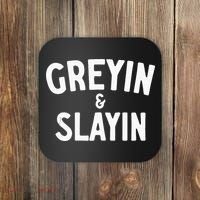 Funny Graying And Slaying Workout Gym Coaster thumb 0